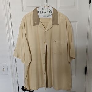 Beige Short Sleeve Button-Up Shirt